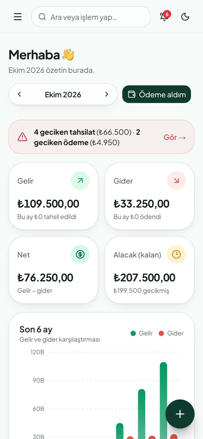 Ajandam özet ekranının telefon görünümü