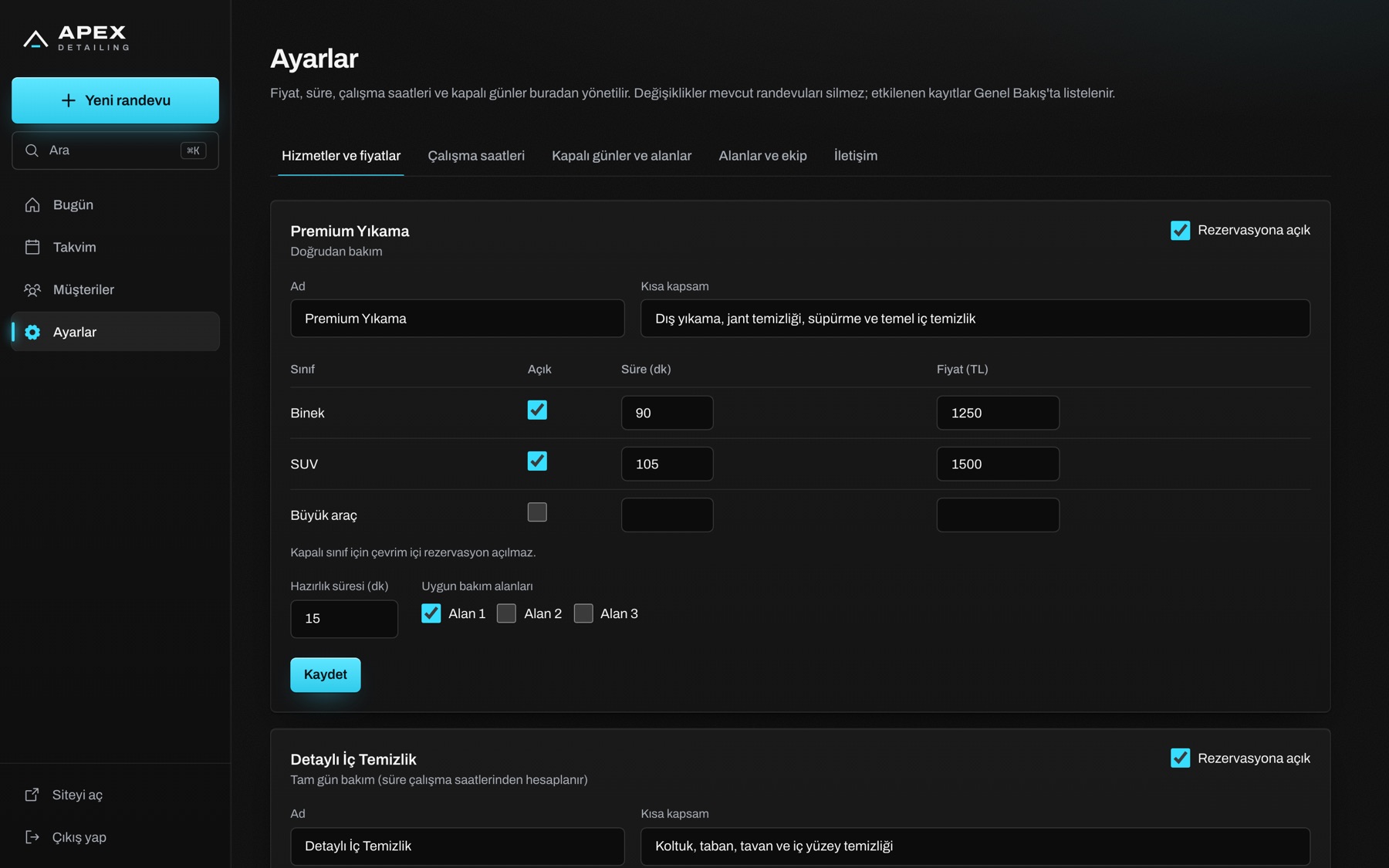 Panel ayarları
