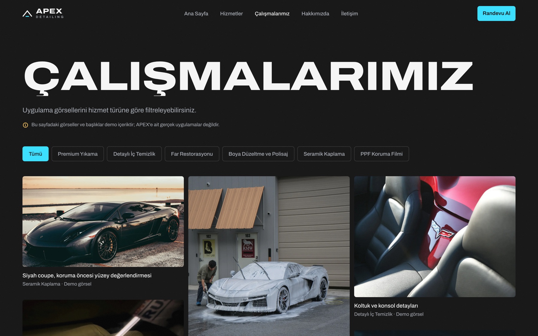Çalışmalarımız sayfası