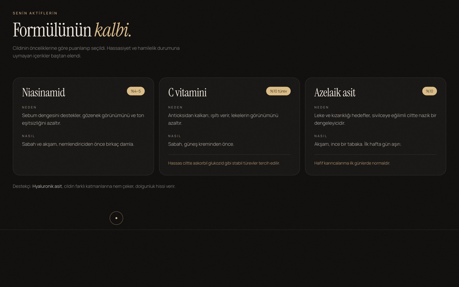 Önerilen aktif içerikler